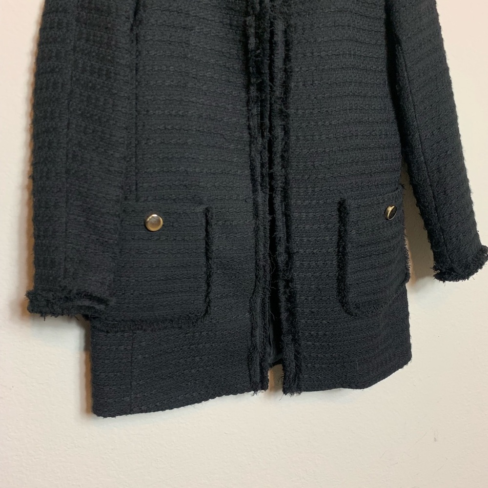 Zara Basic Black Button Down Coat Size Medium - image 2